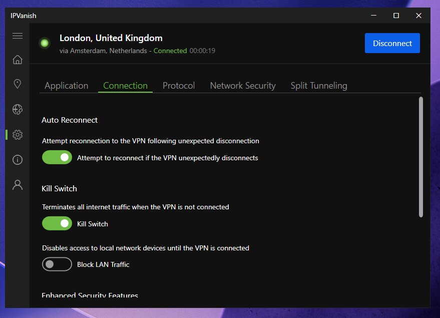 IPVanish's Kill Switch feature