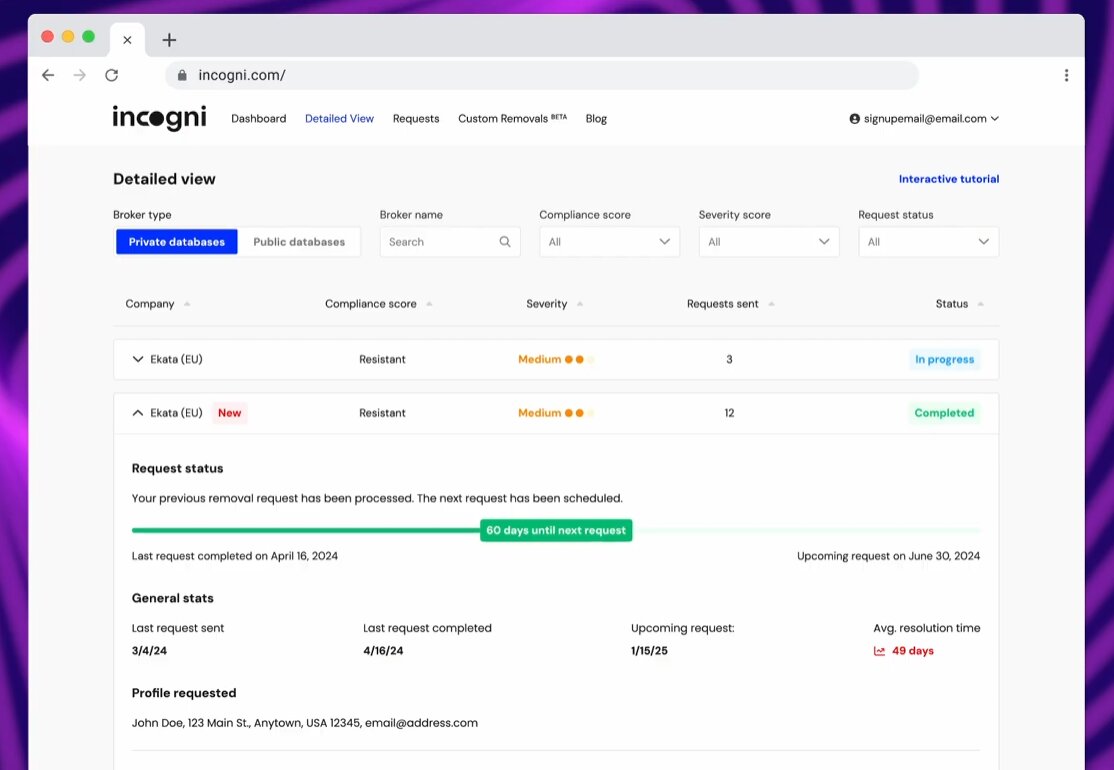 Surfshark One+ includes incogni
