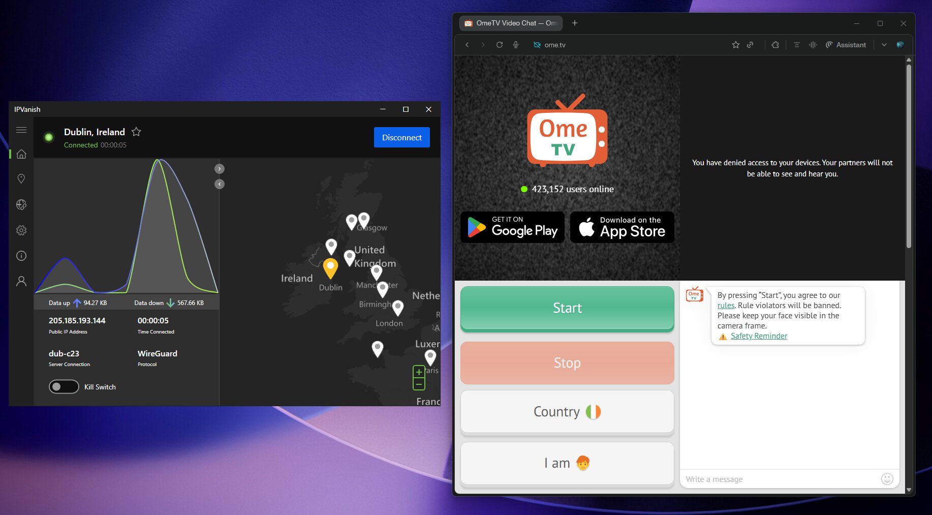 IPVanish Best VPN for OmeTV