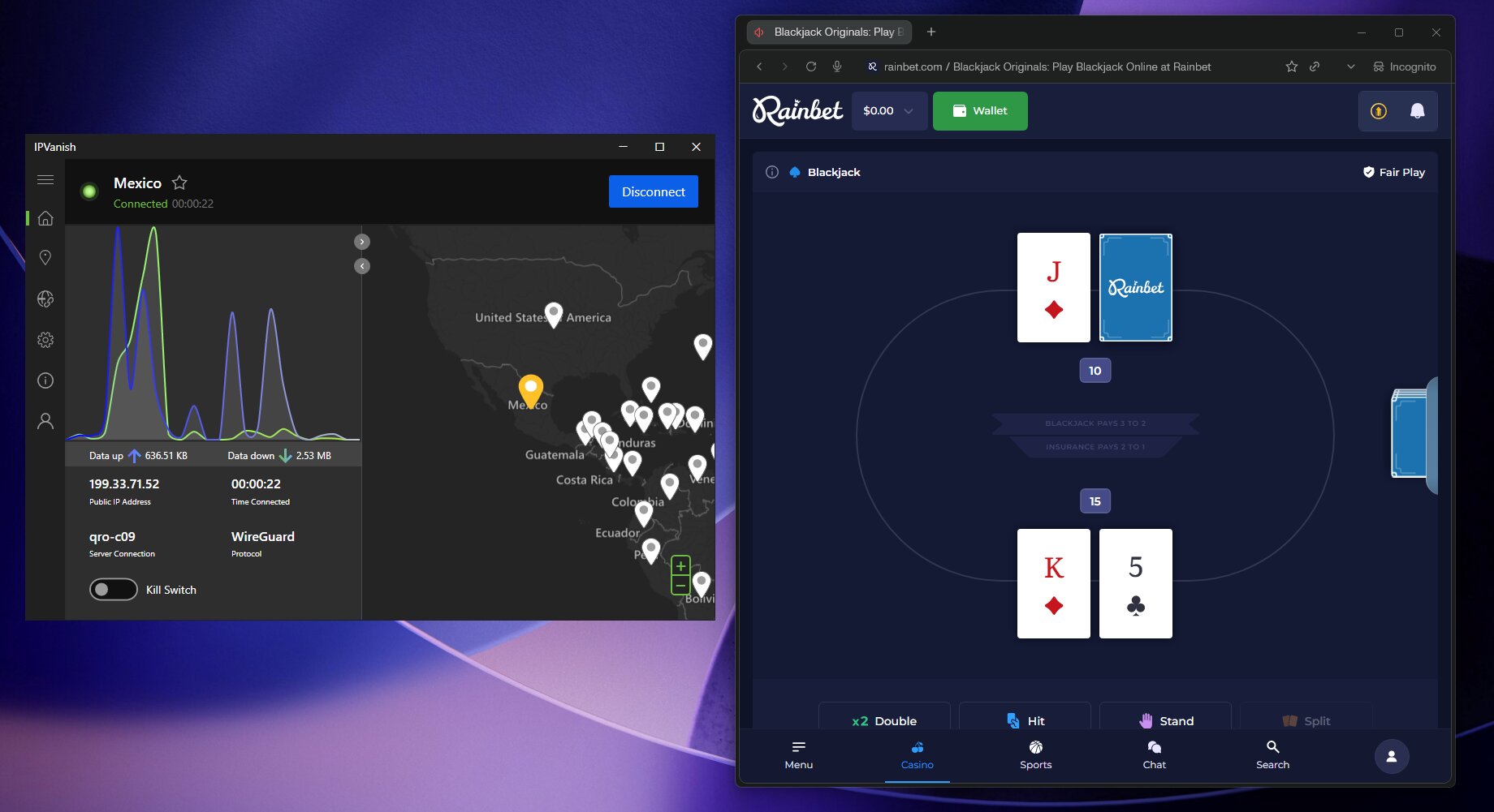 IPVanish Best VPN for Rainbet
