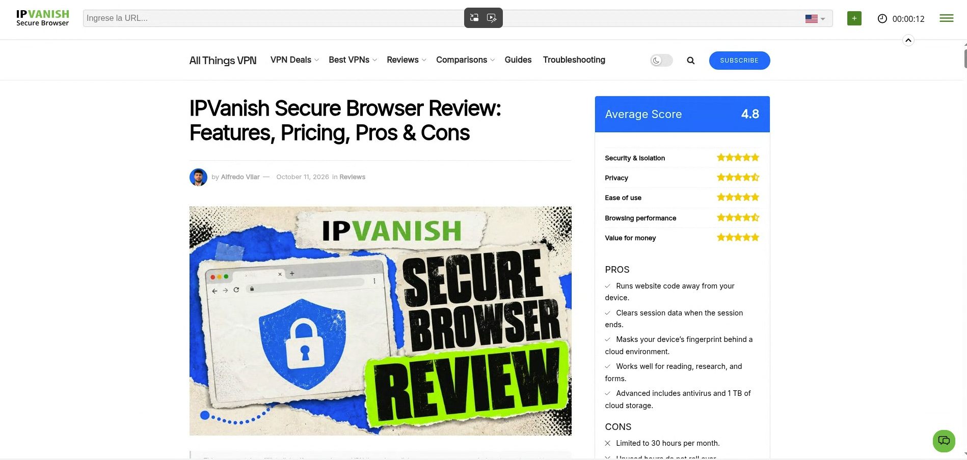 IPVanish Secure Browser 