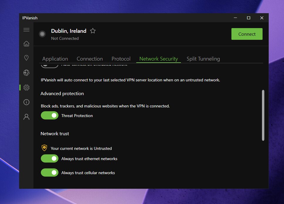 IPVanish VPN Threat Protection feature