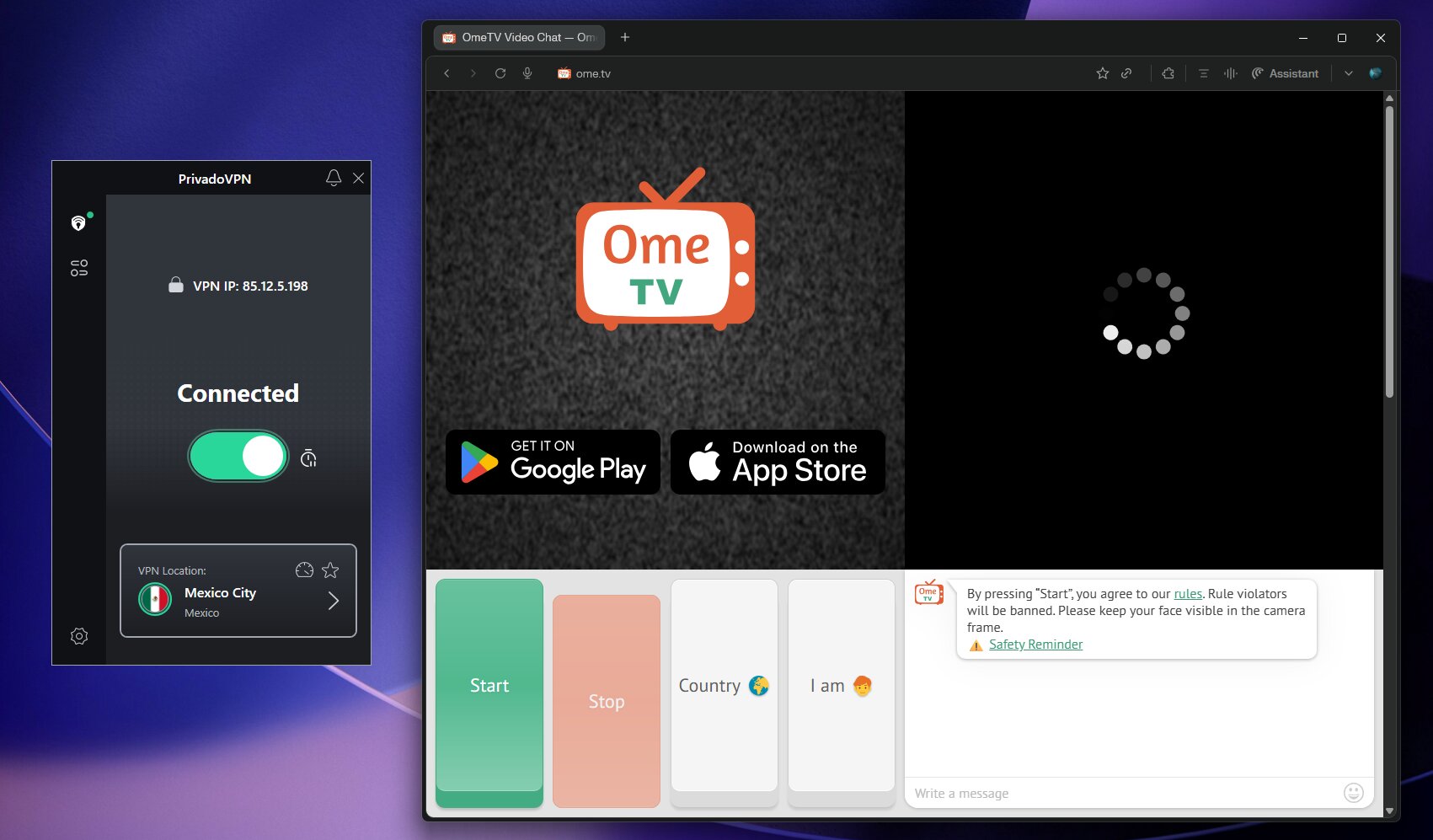 PrivadoVPN Best VPN for OmeTV