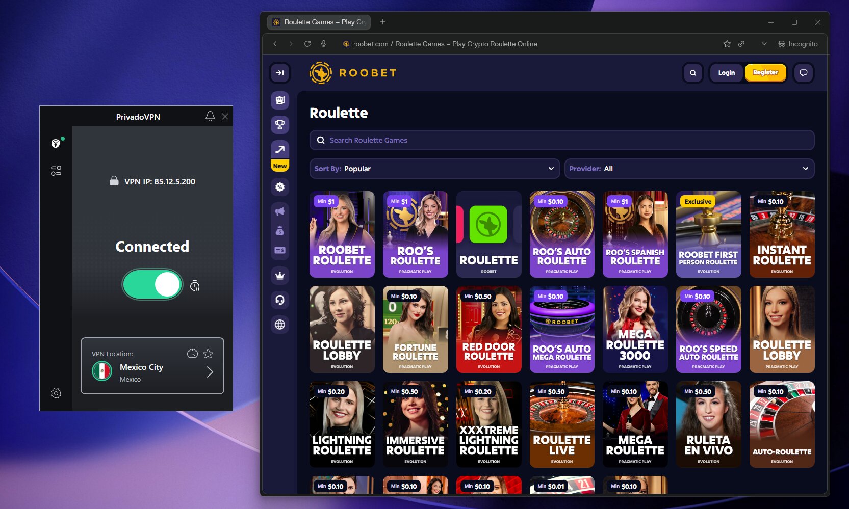 PrivadoVPN Best VPN for Roobet