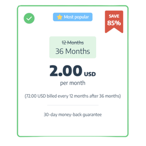 85% Off on the 3-year plan