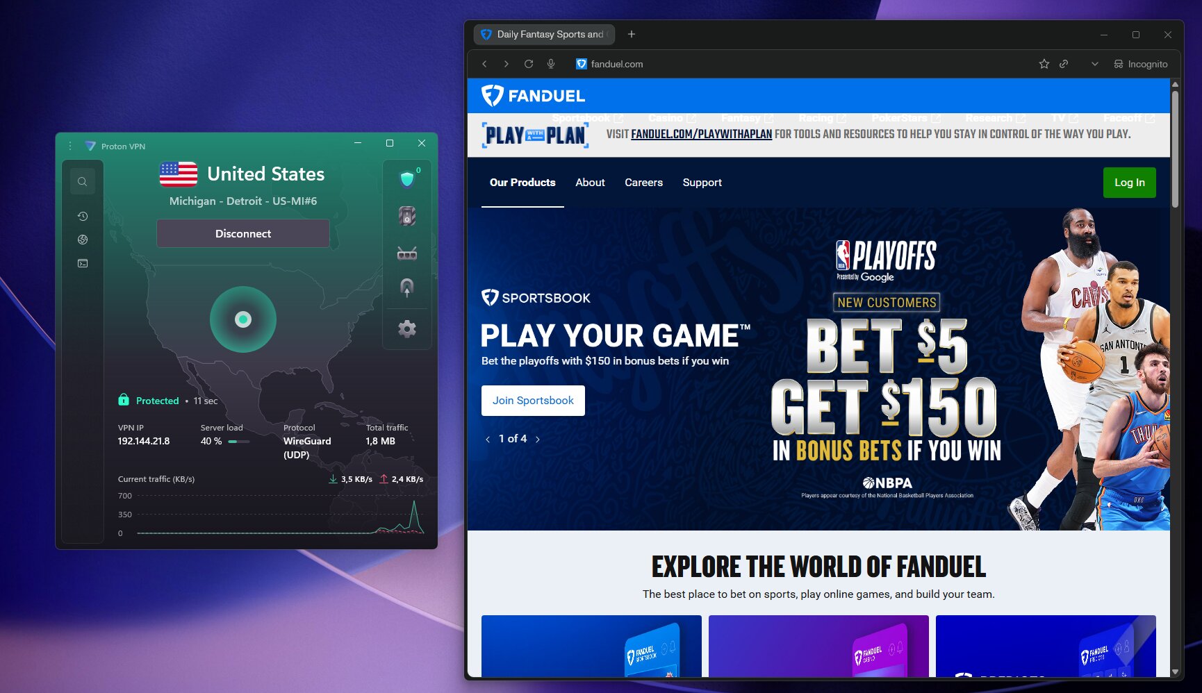 Proton VPN Best VPNs for FanDuel
