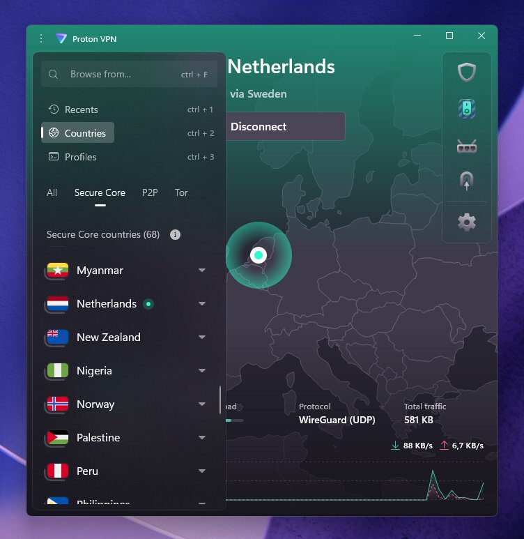 Proton VPN Secure Core servers