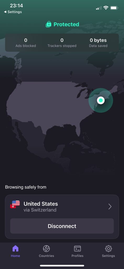 Proton VPN in iOS