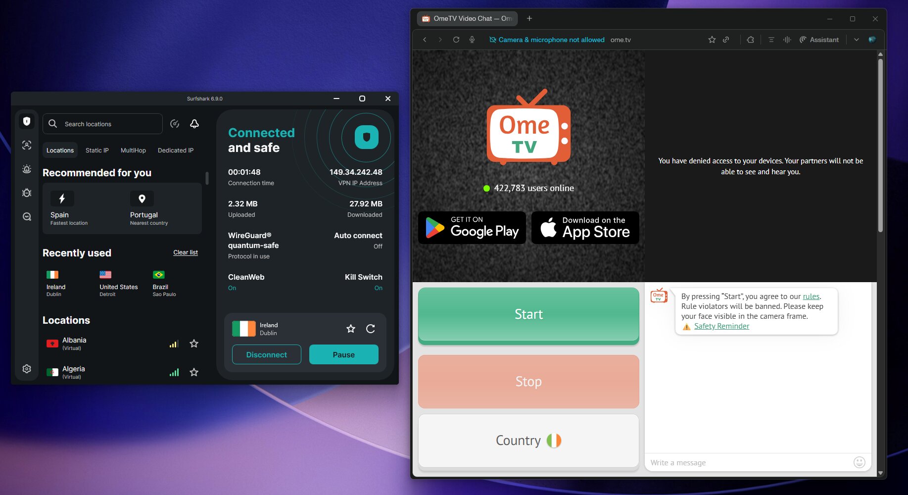 Surfshark Best VPN for OmeTV 3