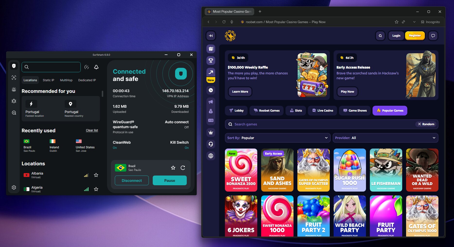 Surfshark Best VPN for Roobet