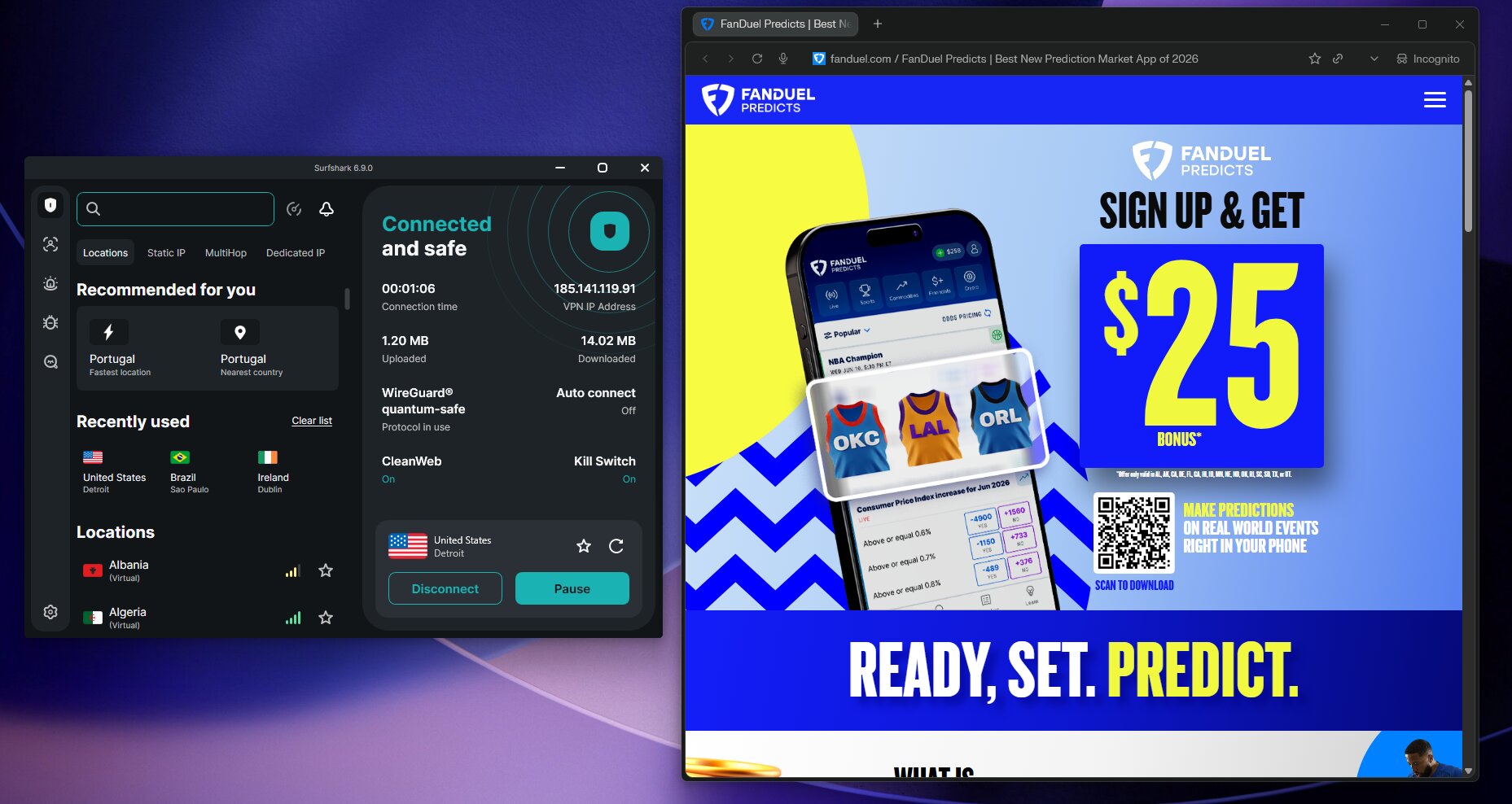 Surfshark Best VPNs for FanDuel