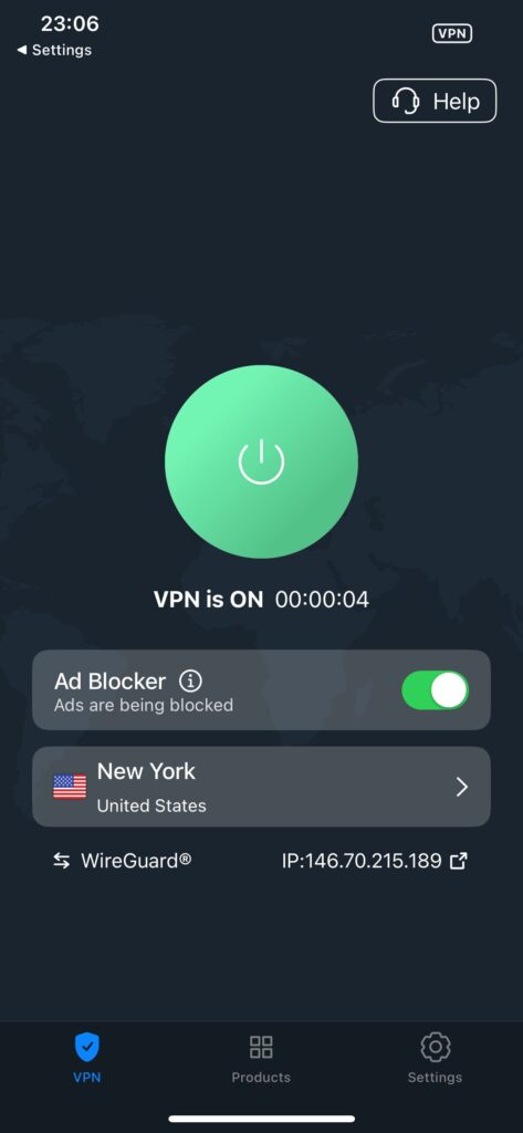 VeePN in iOS